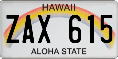 HI license plate ZAX615
