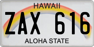 HI license plate ZAX616
