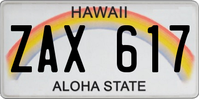 HI license plate ZAX617