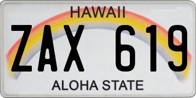 HI license plate ZAX619