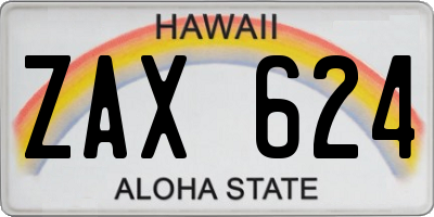 HI license plate ZAX624