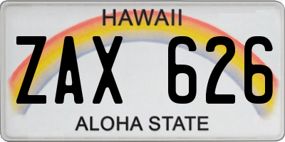 HI license plate ZAX626