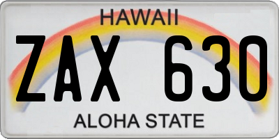 HI license plate ZAX630