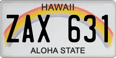 HI license plate ZAX631