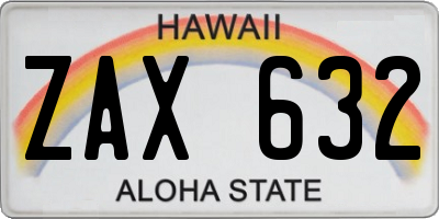 HI license plate ZAX632