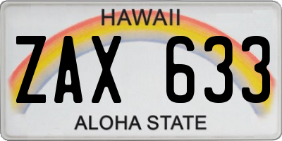 HI license plate ZAX633