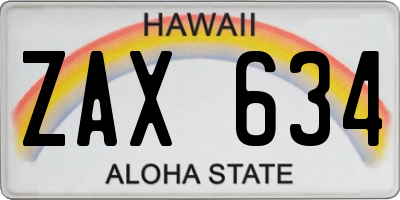 HI license plate ZAX634