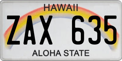 HI license plate ZAX635
