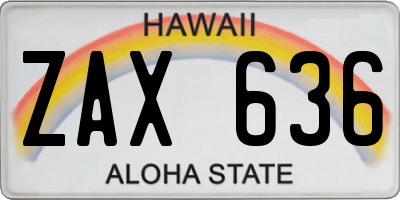 HI license plate ZAX636