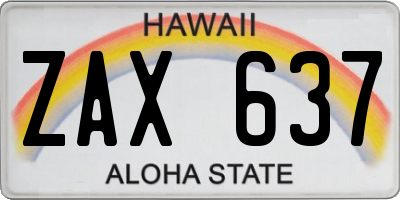 HI license plate ZAX637