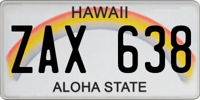 HI license plate ZAX638