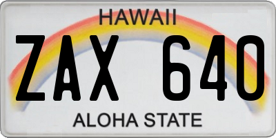 HI license plate ZAX640