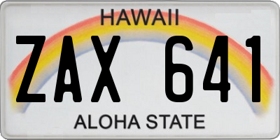 HI license plate ZAX641