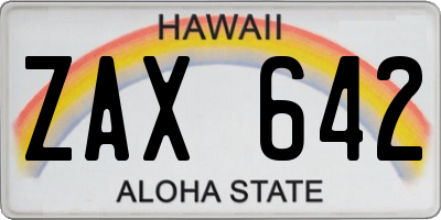 HI license plate ZAX642
