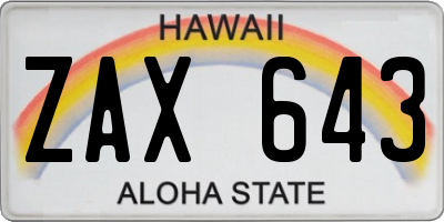 HI license plate ZAX643