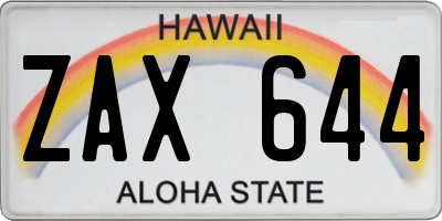 HI license plate ZAX644