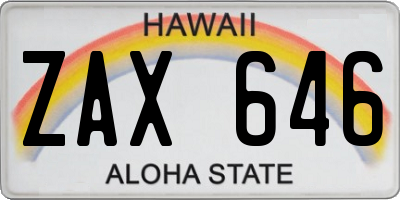 HI license plate ZAX646