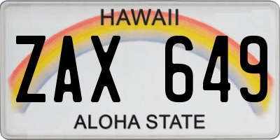 HI license plate ZAX649