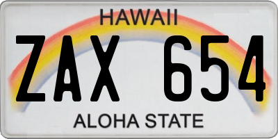 HI license plate ZAX654