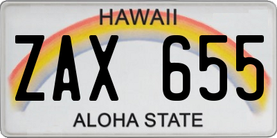 HI license plate ZAX655
