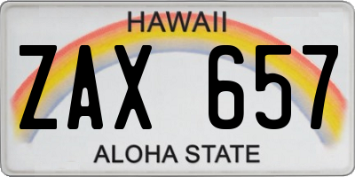 HI license plate ZAX657