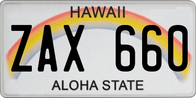 HI license plate ZAX660