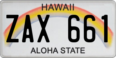 HI license plate ZAX661
