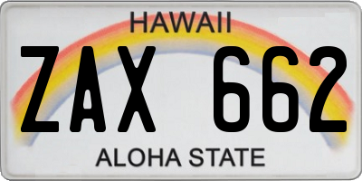 HI license plate ZAX662