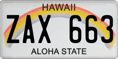 HI license plate ZAX663