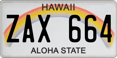 HI license plate ZAX664