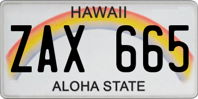 HI license plate ZAX665