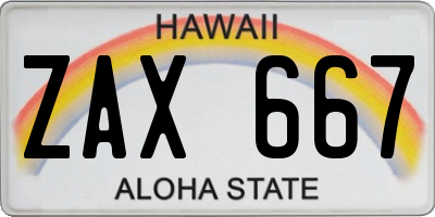 HI license plate ZAX667