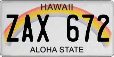 HI license plate ZAX672