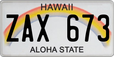 HI license plate ZAX673