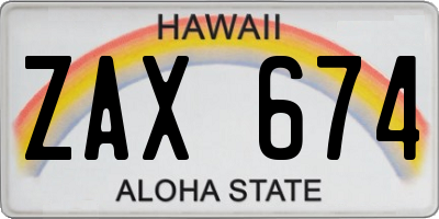 HI license plate ZAX674