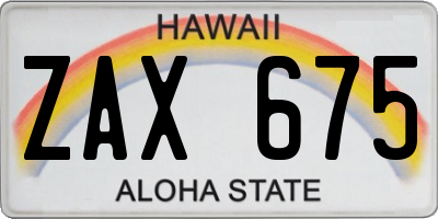 HI license plate ZAX675
