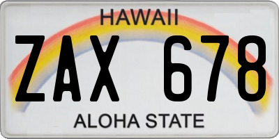 HI license plate ZAX678