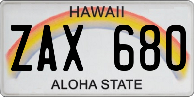 HI license plate ZAX680