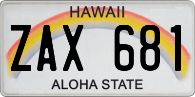 HI license plate ZAX681