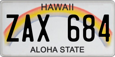 HI license plate ZAX684