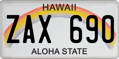 HI license plate ZAX690