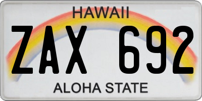 HI license plate ZAX692
