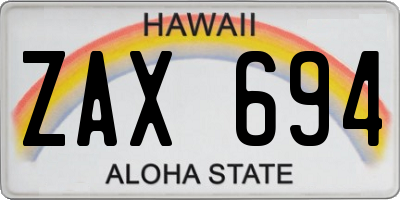 HI license plate ZAX694