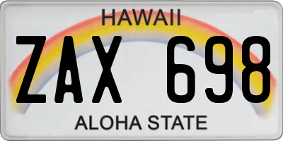 HI license plate ZAX698