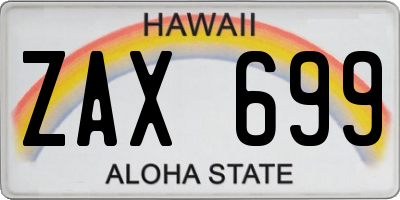 HI license plate ZAX699