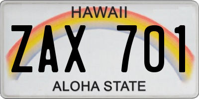 HI license plate ZAX701