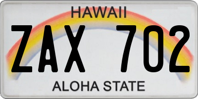HI license plate ZAX702
