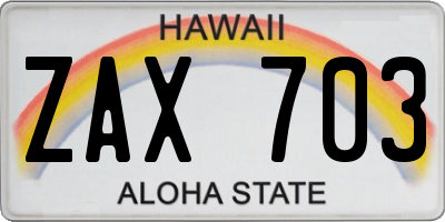 HI license plate ZAX703