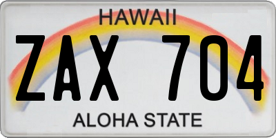 HI license plate ZAX704