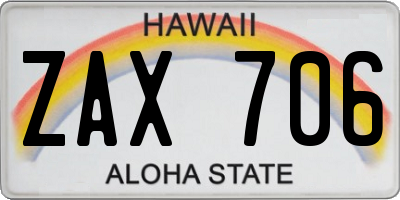 HI license plate ZAX706